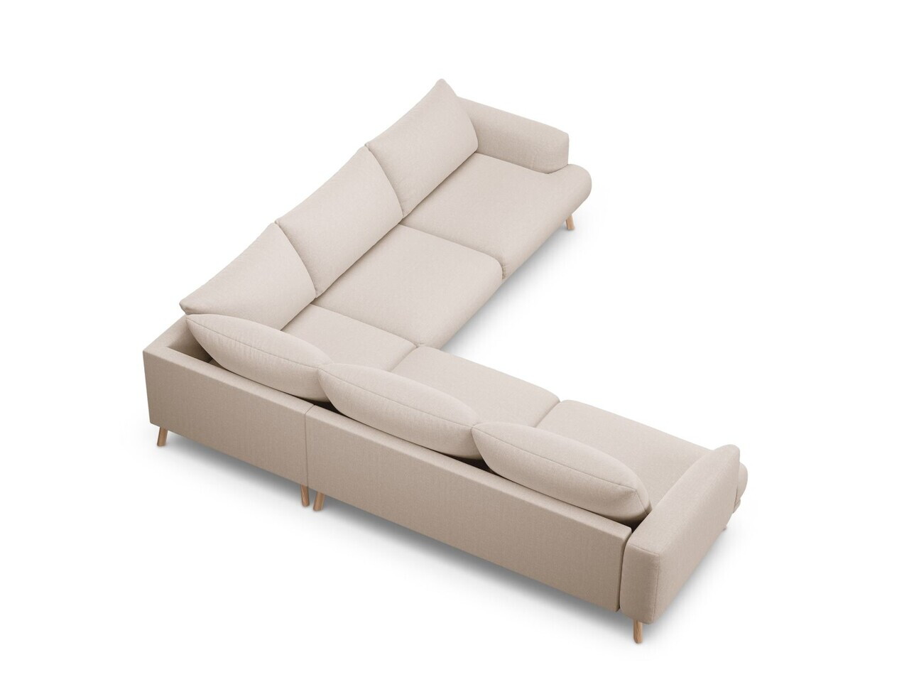 Coltar simetric 5 locuri, Naomi, Micadoni Home, 280x280x75 cm, tesatura structurata, bej — imaginea 4