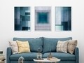 Set 3 tablouri Abstract, Heinner, 40x60 cm, plastic/MDF, albastru