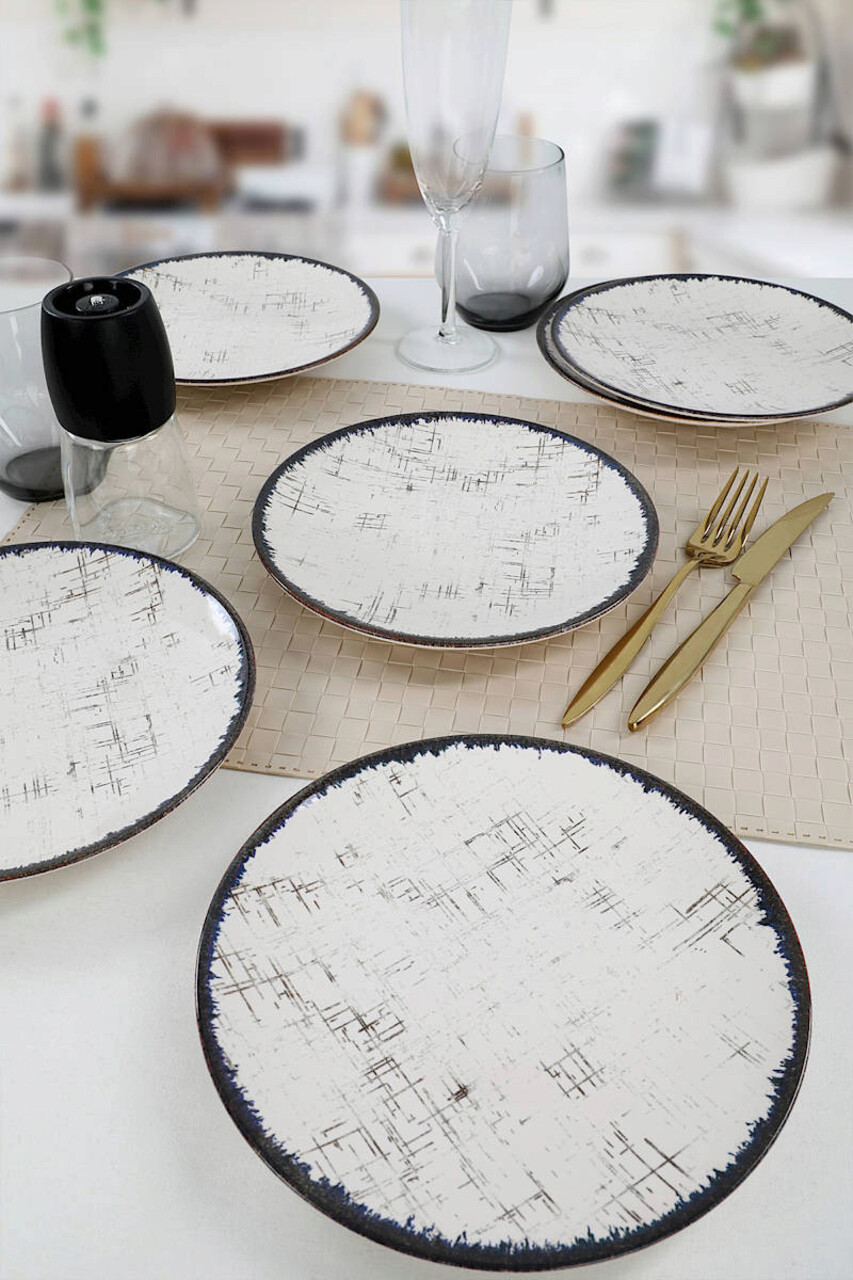 Set farfurii pentru desert Keramika 275KRM1264 Ceramica  20 cm 6 piese Crem/Negru