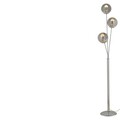 Lampadar, Aldos, H.160 D.35 cm, 3 x E27, 40W, metal/sticla, argintiu/fumuriu