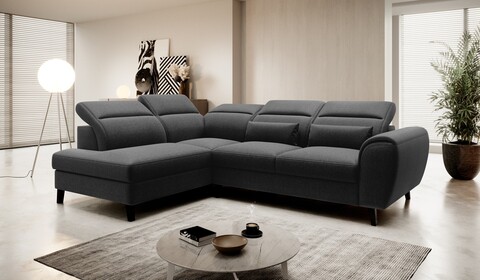 Coltar extensibil stanga 4 locuri ELTAP, LT-10FL, Noble, 255x201x100 cm, lemn/poliester, negru