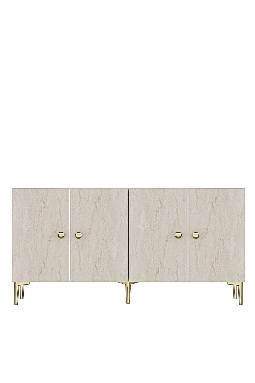 Consola, Hanah Home, Simple 180, 180x75x32 cm, Alb / Travertin — imaginea 5