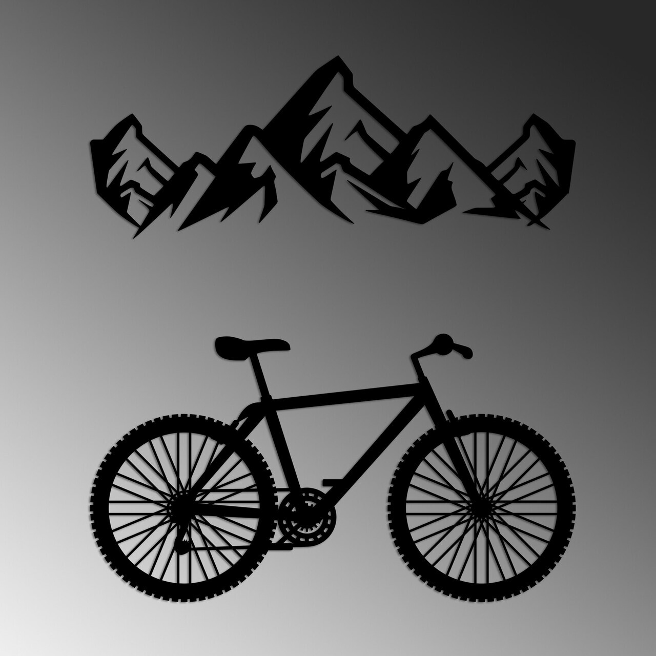 Decoratiune de perete, Mountain And Bicycle, Dimensiune: 70 x 26 cm (1 bucată), Negru — imaginea 4