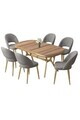 Set masa si scaune (7 piese), Hanah Home, Jita, Caspian / Auriu / Gri