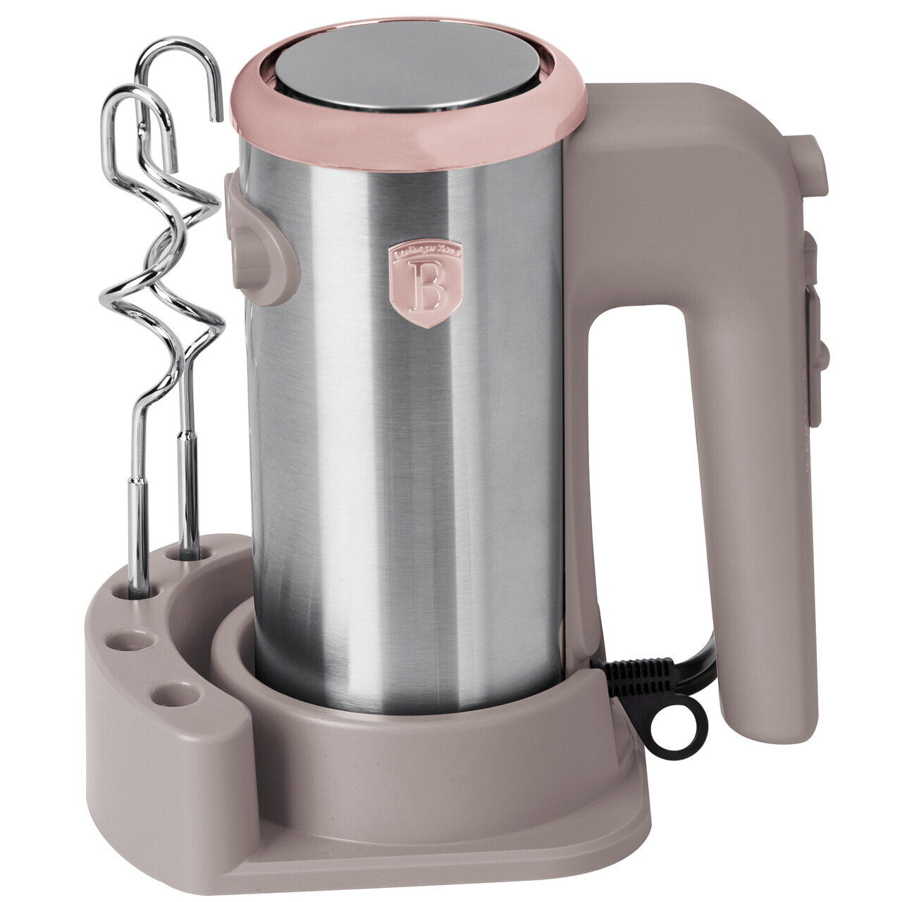 Mixer de mana cu suport Berlinger Haus, Taupe, 300W, plastic/inox, taupe mat - imagine 4