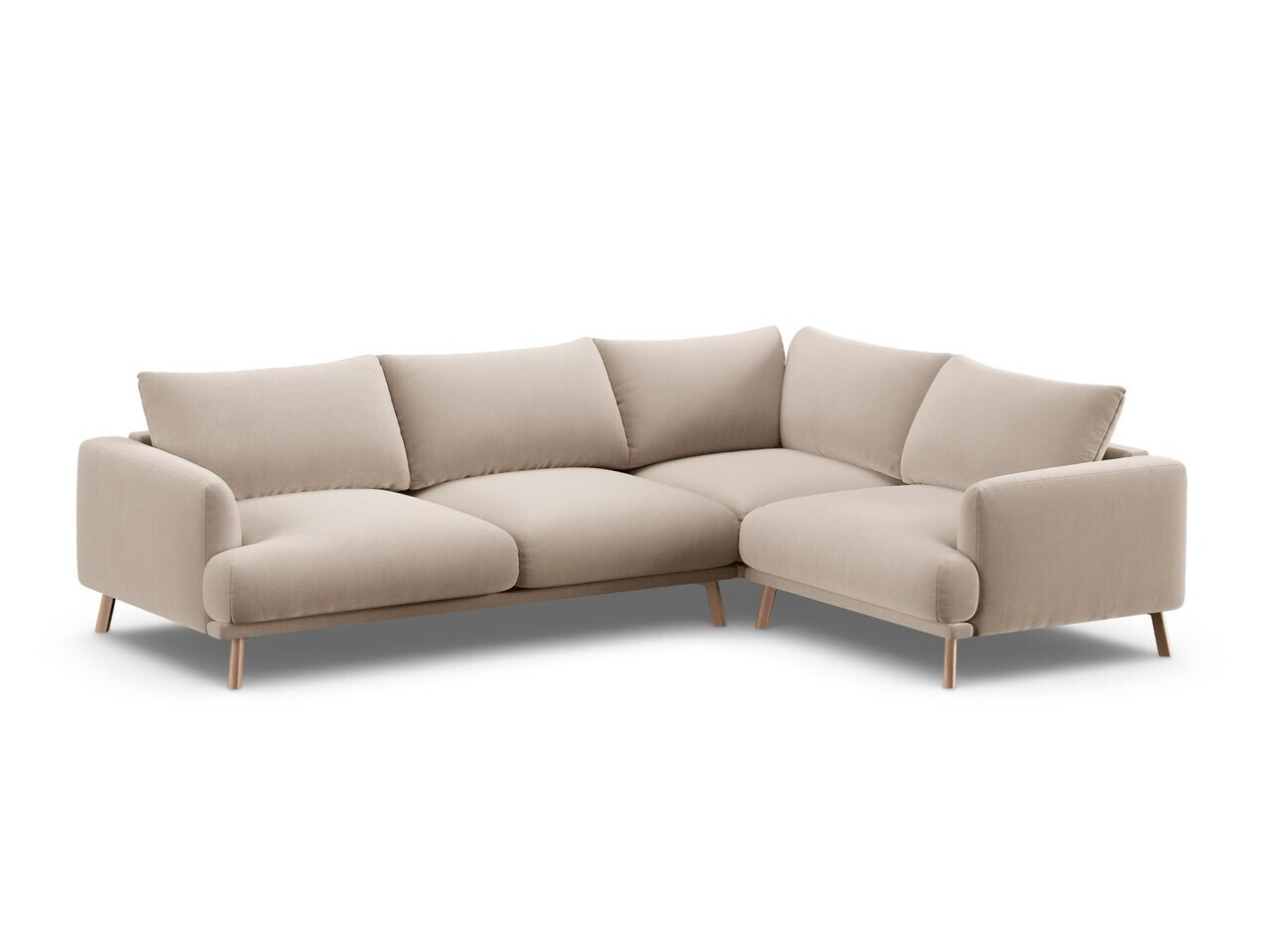 Coltar dreapta 4 locuri, Naomi, Micadoni Home, 280x195x75 cm, catifea, bej — imaginea 2