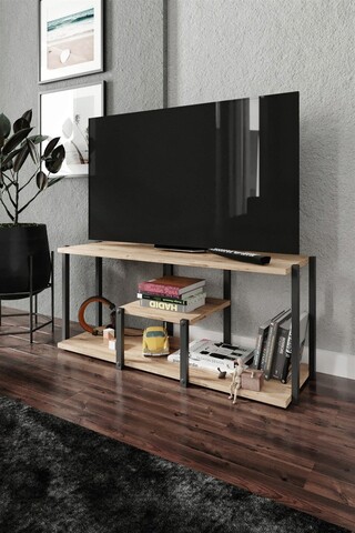 Comoda TV, Gauge Concept, Oreo, 120 x 35 x 40 cm, mfd/pvc, natur/negru Comode