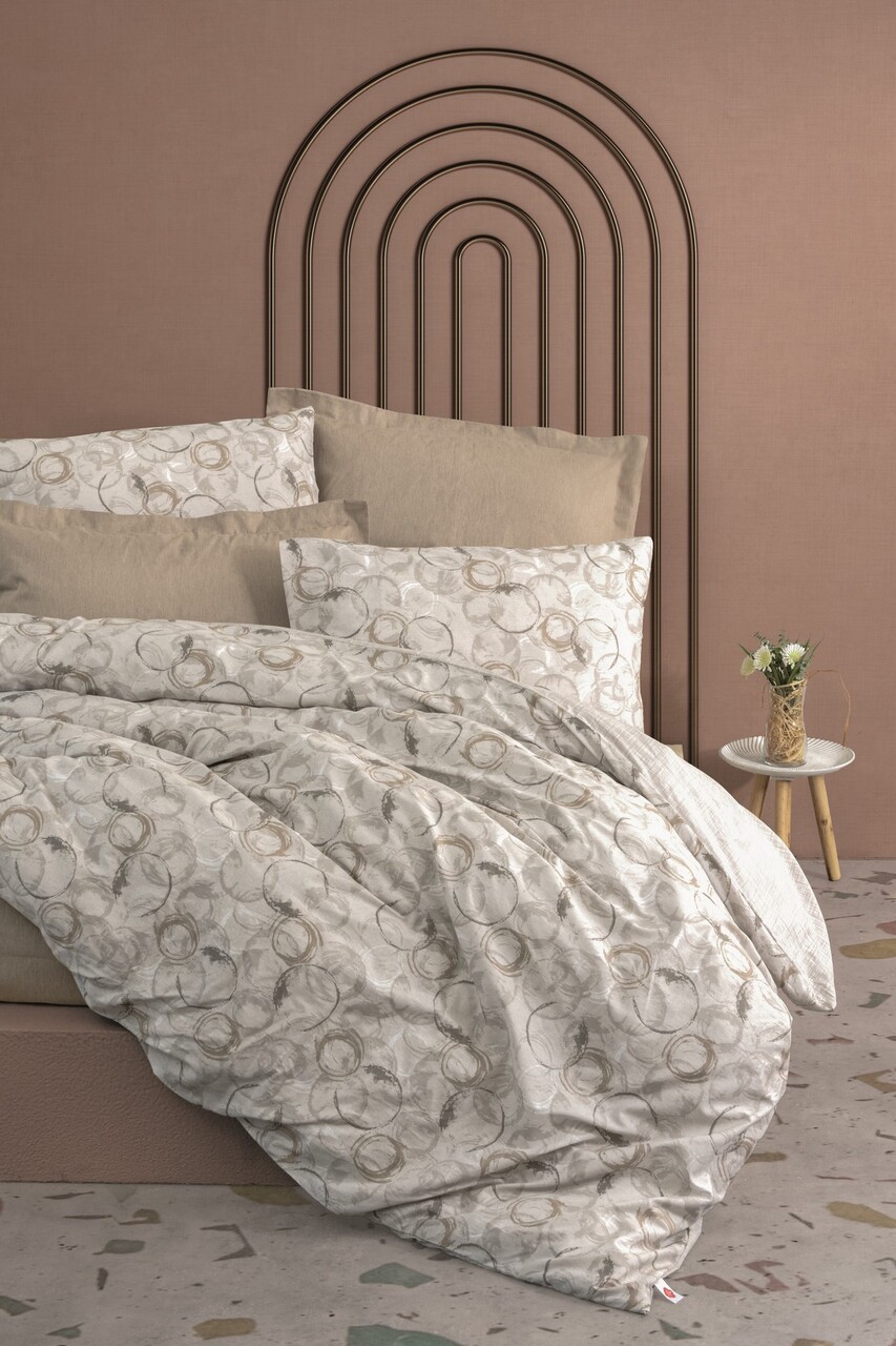 Lenjerie de pat dubla, Moil - Beige, Cotton Box, Bumbac Ranforce
