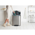 Cos de gunoi cu pedala, Brabantia, Bo Pedal, 2x30 L, 36.3x54.1x65.2 cm, otel, argintiu