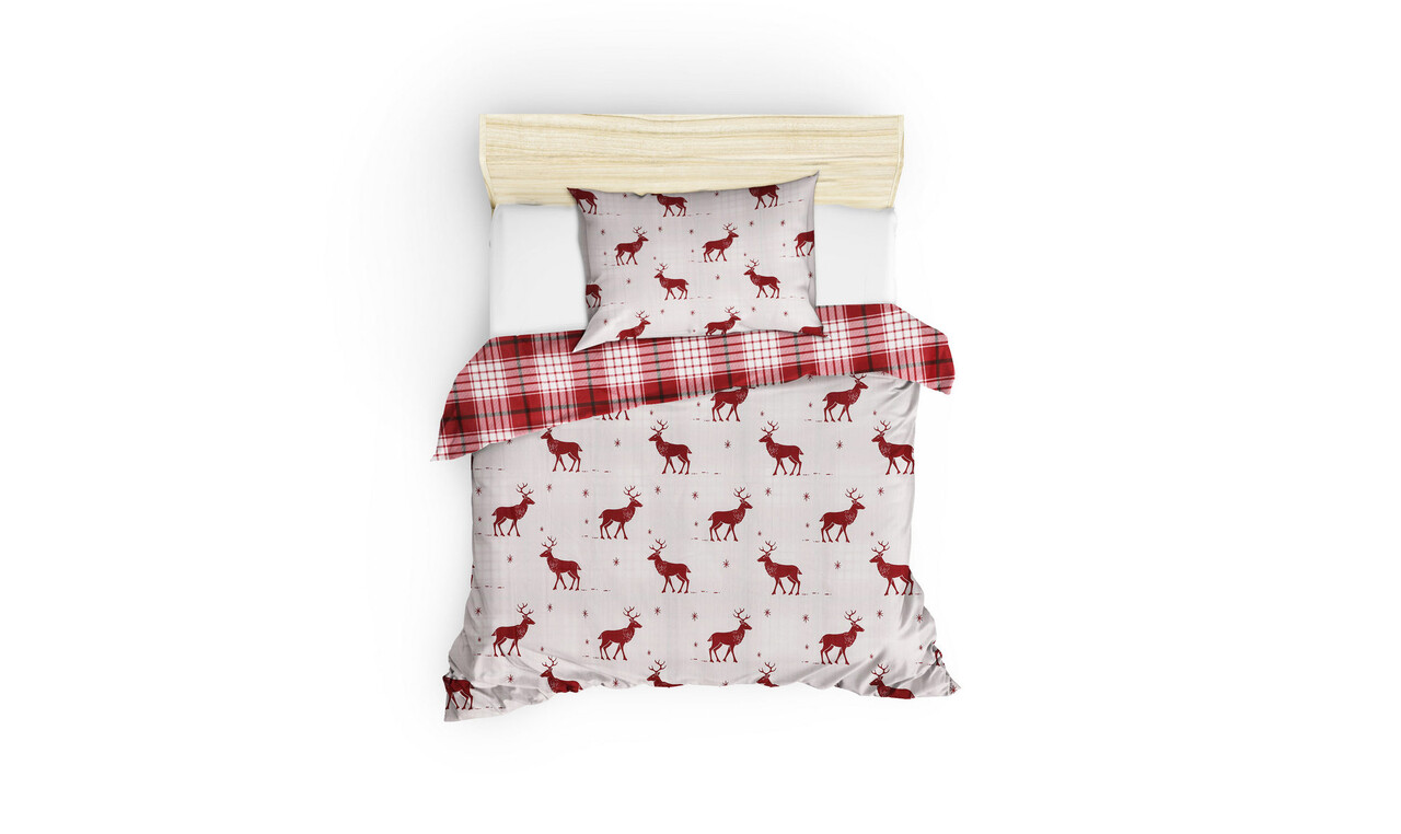 Lenjerie de pat pentru o persoana, Geyik - Claret Red, Eponj Home, 65% bumbac/35% poliester - 1 | YEO