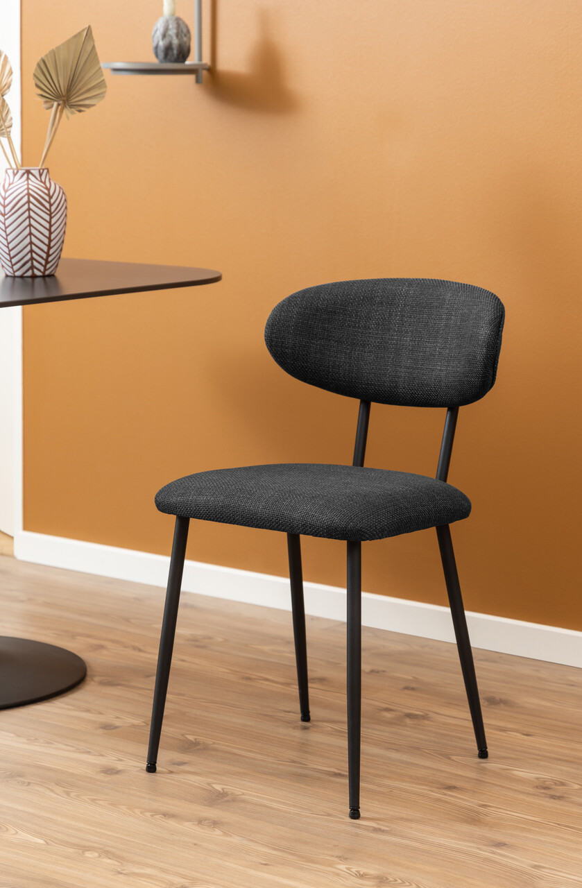 Scaun Denise, Actona, 43.5x53x78.5 cm, tesatura structurata/otel, gri inchis - view 6