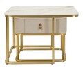Set 2 masute de cafea Beauty, Mauro Ferretti, 70x70x48 cm, 50x50x43.5 cm, lemn de pin/MDF/metal, crem/auriu
