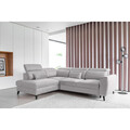 Coltar extensibil stanga 4 locuri ELTAP, LT-03NU, Noble, 255x201x100 cm, lemn/poliester, gri deschis