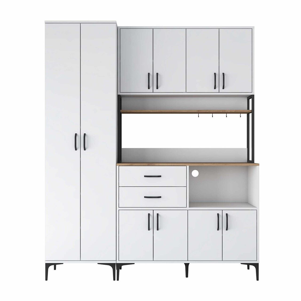 Dulap multifunctional, Hanah Home, JE261, 180x218.6x45 cm, Alb/Maro — imaginea 6