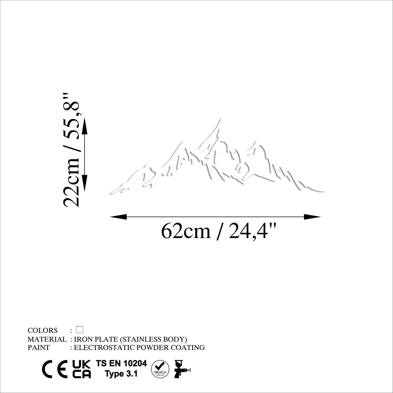 Decoratiune de perete, Full Mount And Mountain, Dimensiune: 62 x 22 cm, Alb — imaginea 6