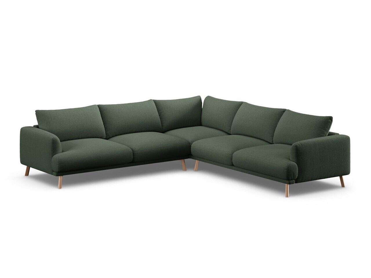 Coltar simetric 5 locuri, Naomi, Micadoni Home, 280x280x75 cm, tesatura structurata, verde muschi — imaginea 5
