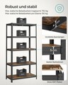 Raft modulat pentru depozitare, Songmics, max 750 kg, 120x60x200 cm, MDF/otel, negru/maro