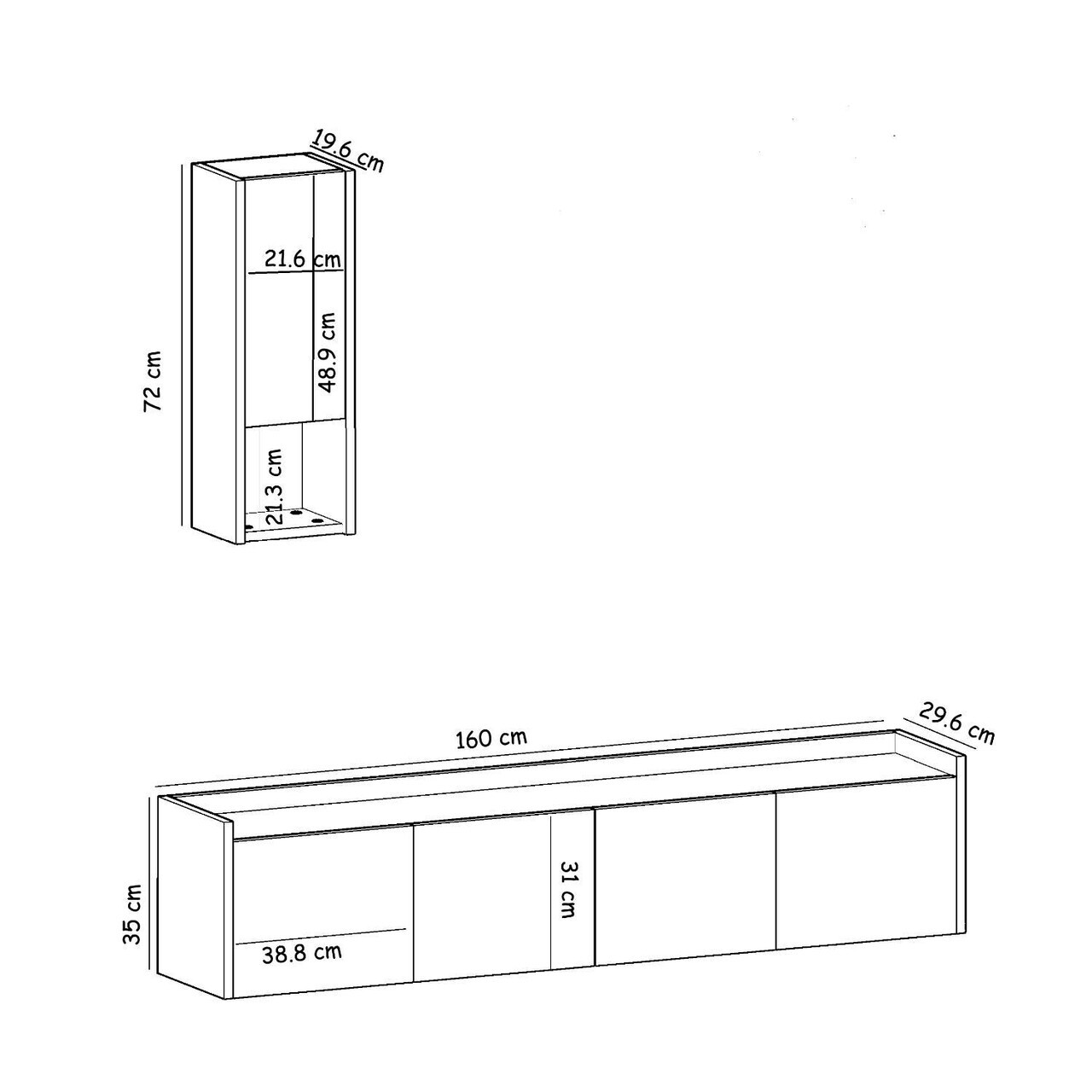 Comoda TV, Hanah Home, Sema, 160x35x29.6 cm, PAL, Alb — imaginea 6
