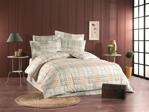 Lenjerie de pat dubla, 4 piese, 200x220 cm, 100% bumbac poplin, hobby, escale, verde