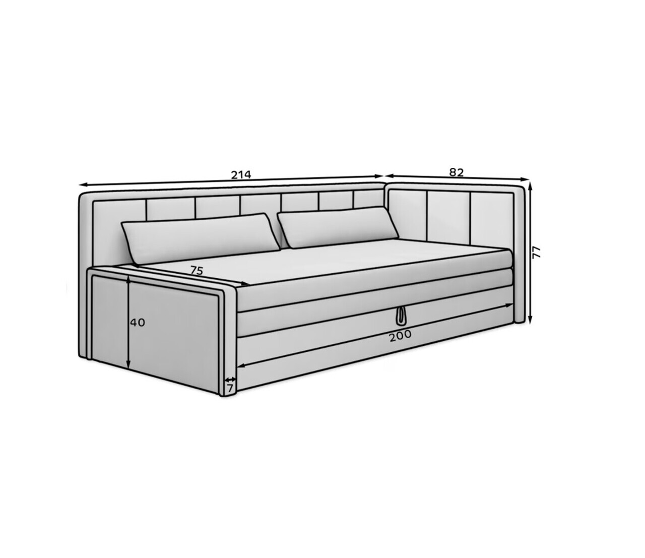 Canapea extensibila brat stanga 3 locuri ELTAP, Fulgeo, 214x82x77 cm, lemn/catifea din poliester, bej - view 8