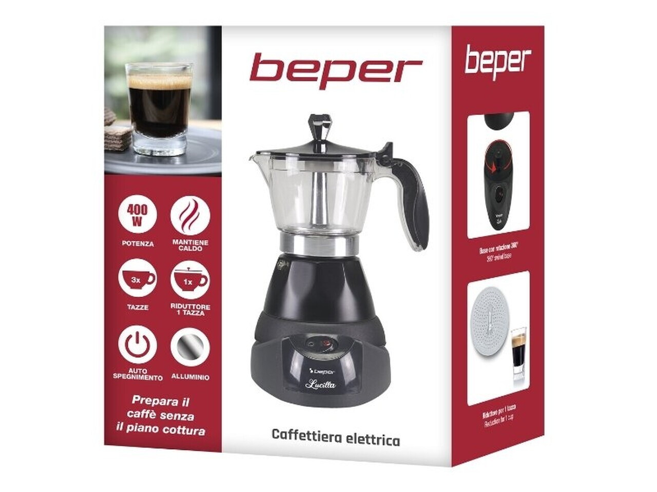 Cafetiera electrica BC.040N, Beper, 400 W, 3 cesti - view 9