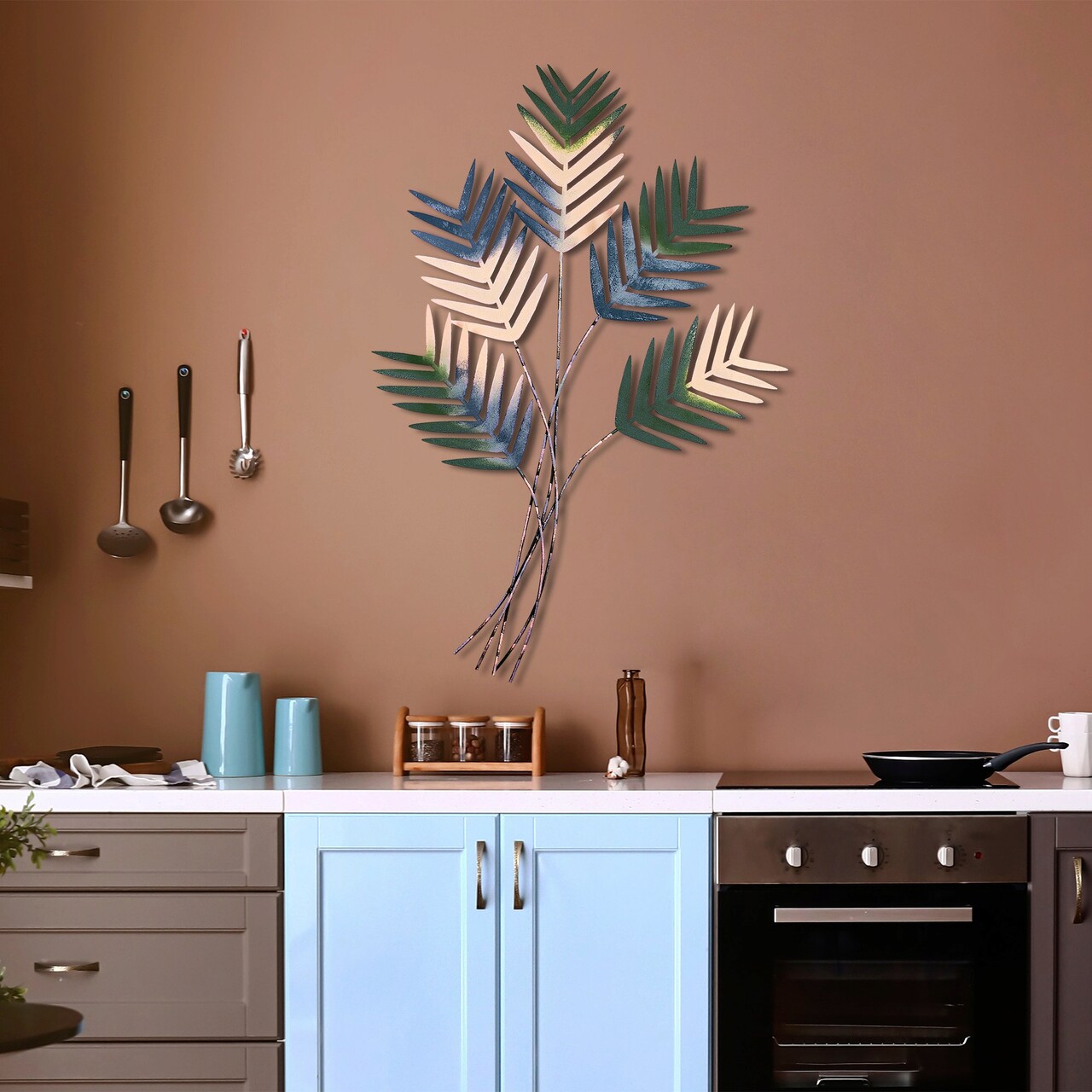 Decoratiune de perete, Toona Sinensis 3, Metal, Dimensiune: 72 x 108 cm, Multicolor - 1 | YEO