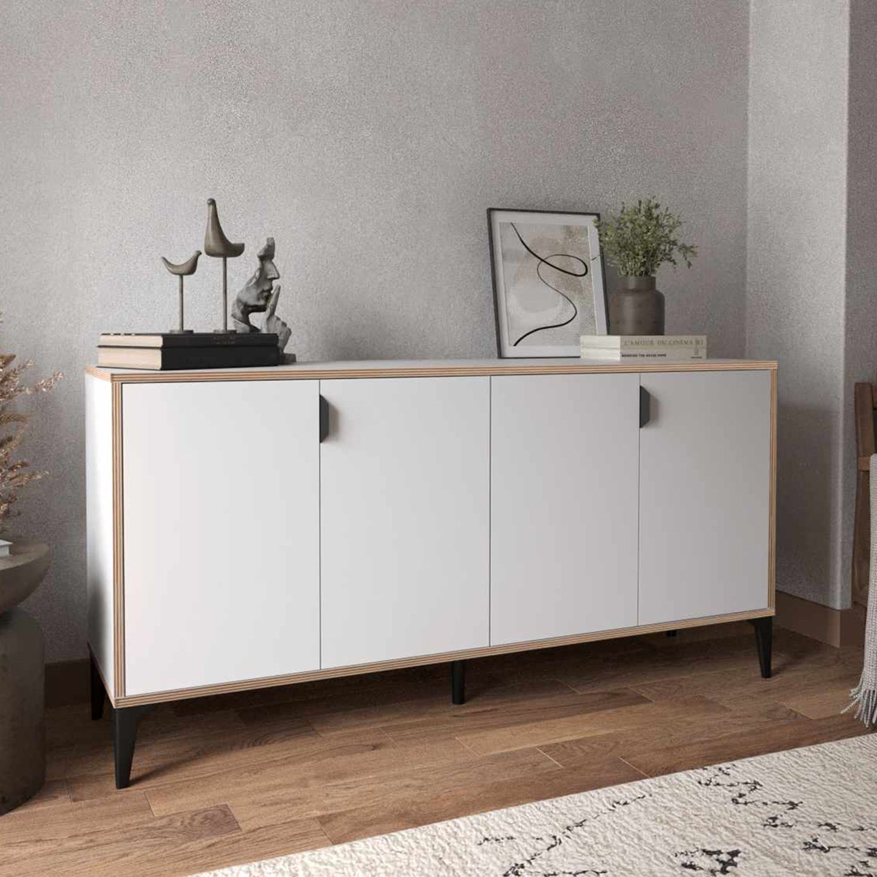 Bufet, Hanah Home, Arden, 160x80x44 cm, Alb - view 2