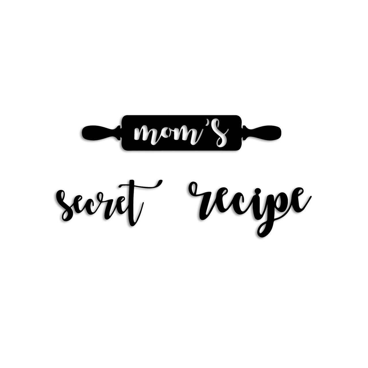 Decoratiune de perete, Mom's Secret Recipe, Dimensiune: 33 x 20 cm (3 bucăți), Negru — imaginea 5