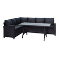 Set coltar pentru gradina si masa Merano, Pakoworld, aluminiu/poliester/ratan sintetic, negru
