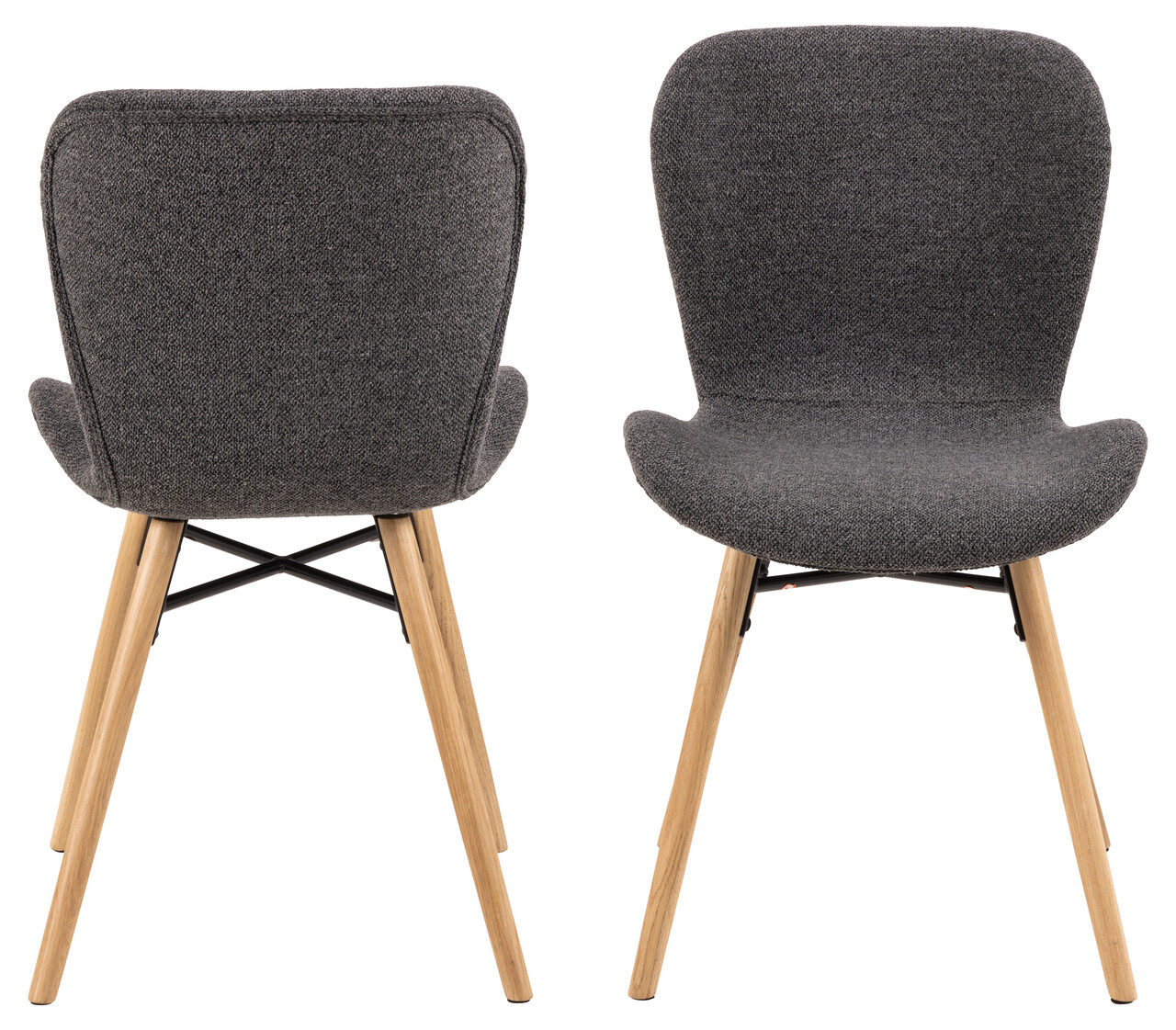 Scaun Batilda -A1, Actona, 47x53x82.5 cm, tesatura Boucle/lemn de stejar, antracit - view 8