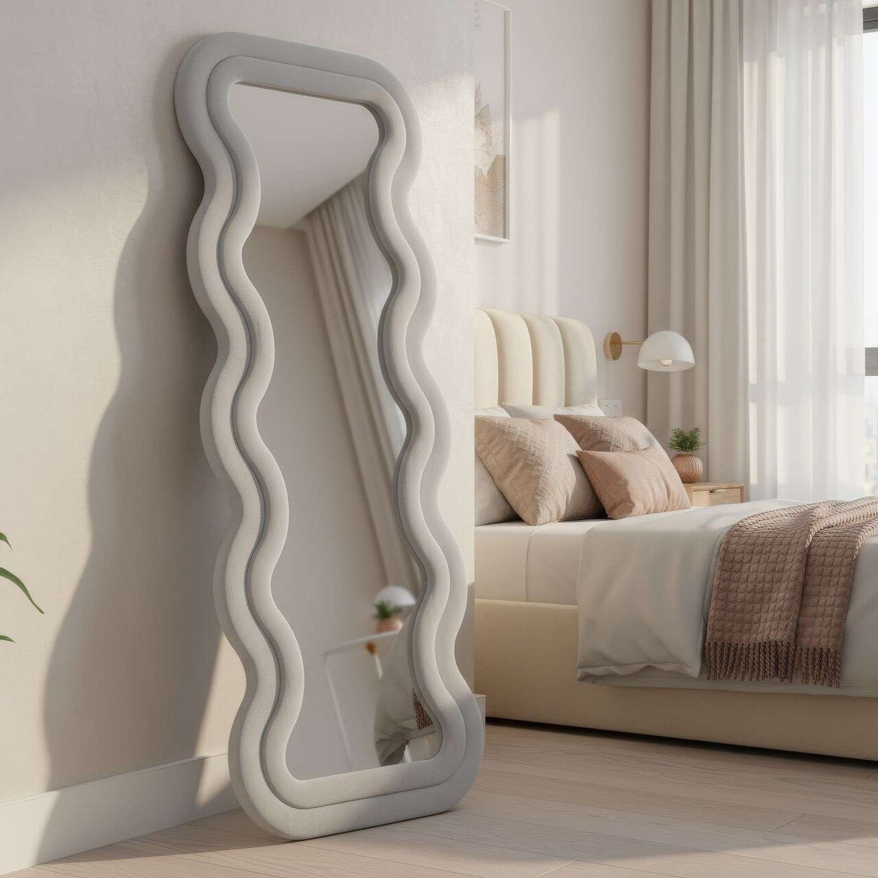 Oglinda Cheval Hanah Home Mundo Oval 65x170 cm MDF  Crem