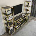 Comoda TV, Retricy, Robbins, 198x39x160 cm, PAL, Aur/Antracit