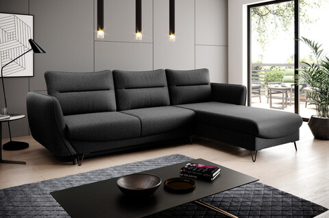 Coltar extensibil dreapta 3 locuri ELTAP, RT-10FL, Silva, 276x201x100 cm, lemn/poliester, negru