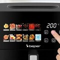 Friteuza digitala cu aer cald Mirabella, Beper, 1800W, 9L, 37x30x32 cm, 12 programe, negru