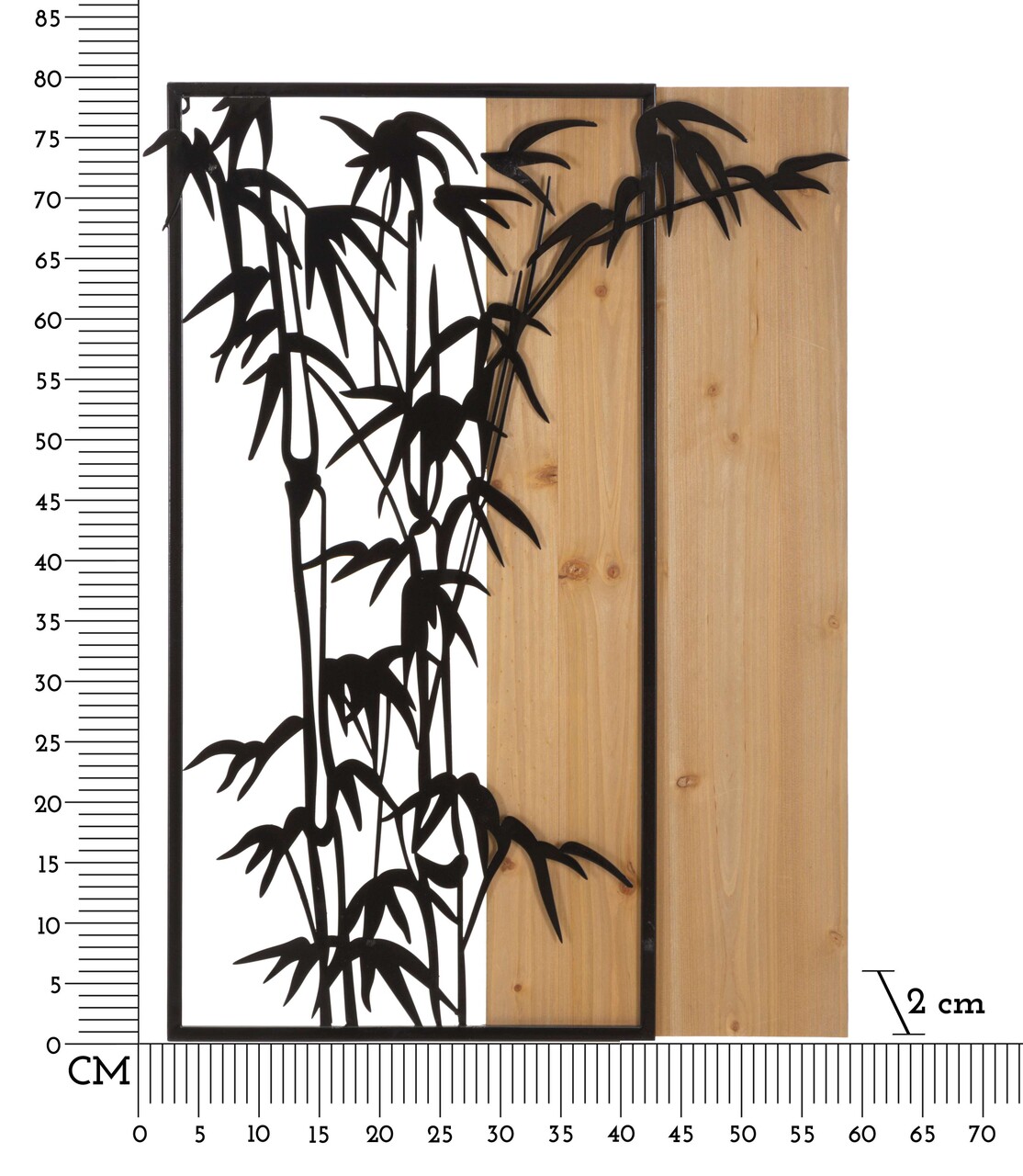 Decoratiune de perete Bamboo, Mauro Ferretti, 58x80 cm, fier/MDF, negru/maro - 1 | YEO
