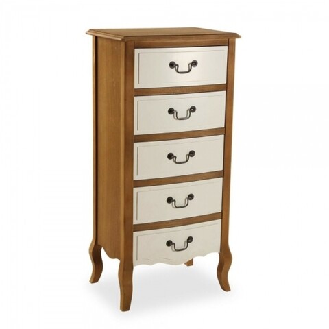 Comoda, kaira, 36 x 50 x 104 cm, lemn de pin, alb/maro