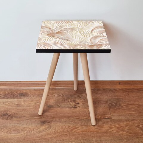 Masuta, Leona, Shp173, 35x42x35 cm, Alb / Cămilă