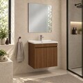 Set Dulap de Baie cu Chiuvetă și Oglindă (2 Piese), Hanah Home, Fold 60, Nuc închis nou
