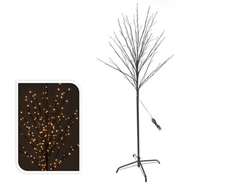 Copac cu luminite Xmas, 200 LED-uri, 46x46x150 cm, metal, negru