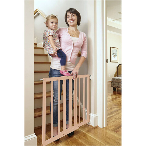 Poarta de siguranta pentru copii, Wooden Baby Safety Door, 105x70x4 cm, Lemn, Nuc mezoni.ro