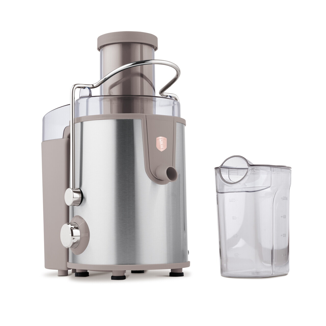 Storcator de fructe Berlinger Haus, Taupe, 500W, 600 ml, inox, taupe mat/argintiu - imagine 3