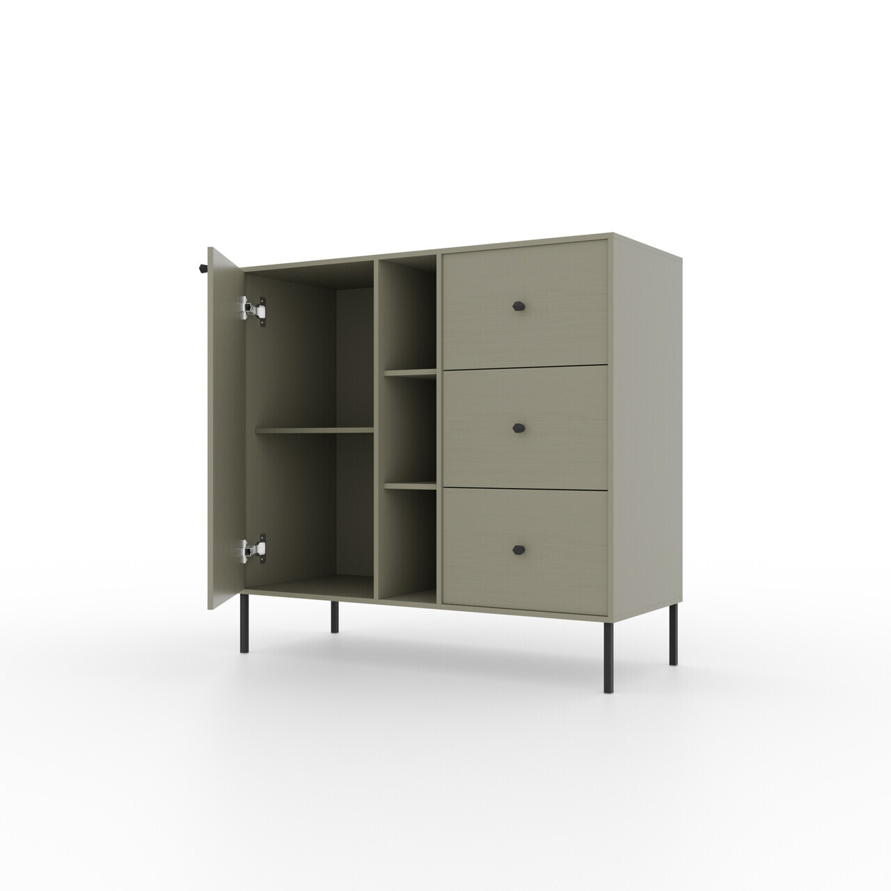 Comoda ADRK, Tili 1D 3S 3P, 100.2x40.8x95 cm, PAL laminat, verde eucalipt — imaginea 4