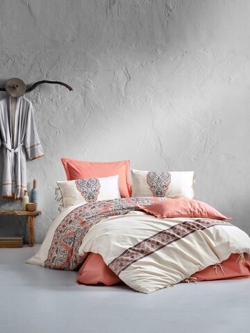 Lenjerie de pat dubla beka - salmon, cotton box, 6 piese, 240x260 cm, bumbac ranforce, multicolor
