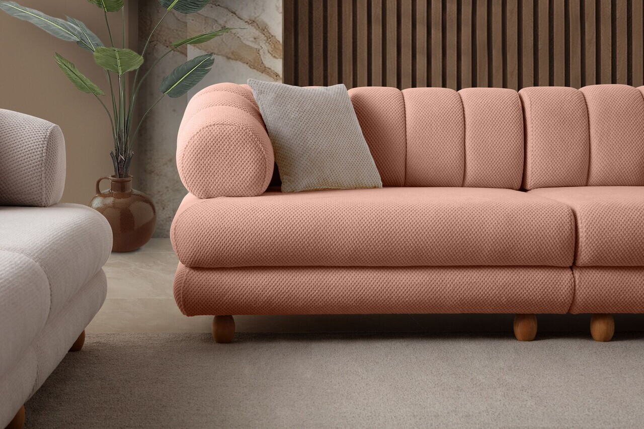 Canapea 3 locuri, Atelier del Sofa, 752EST1162, Lemn de carpen/PAL melaminat, Roz pudra - view 10