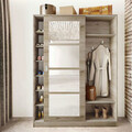 Cuier cu pantofar si oglinda Zephyr, Pakoworld, 21 perechi pantofi, 150x38.5x201 cm, PAL melaminat, sonoma