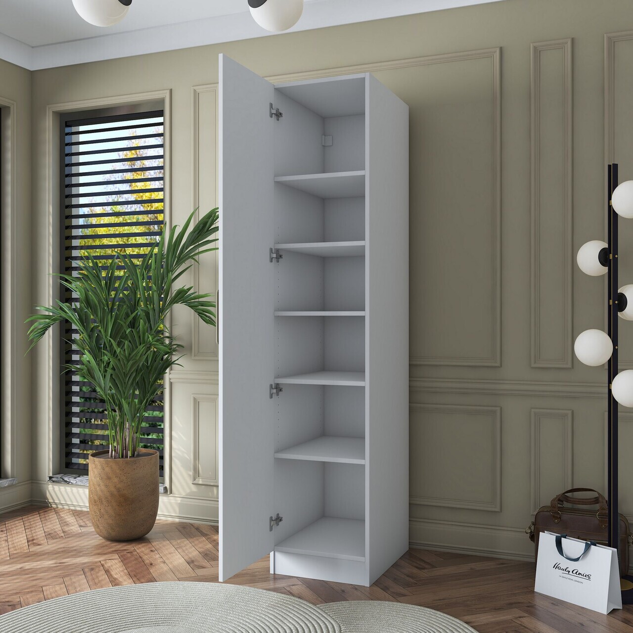 Dulap pentru haine, Hanah Home, BA162, 45x210x57.5 cm, PAL melaminat, Alb - view 7