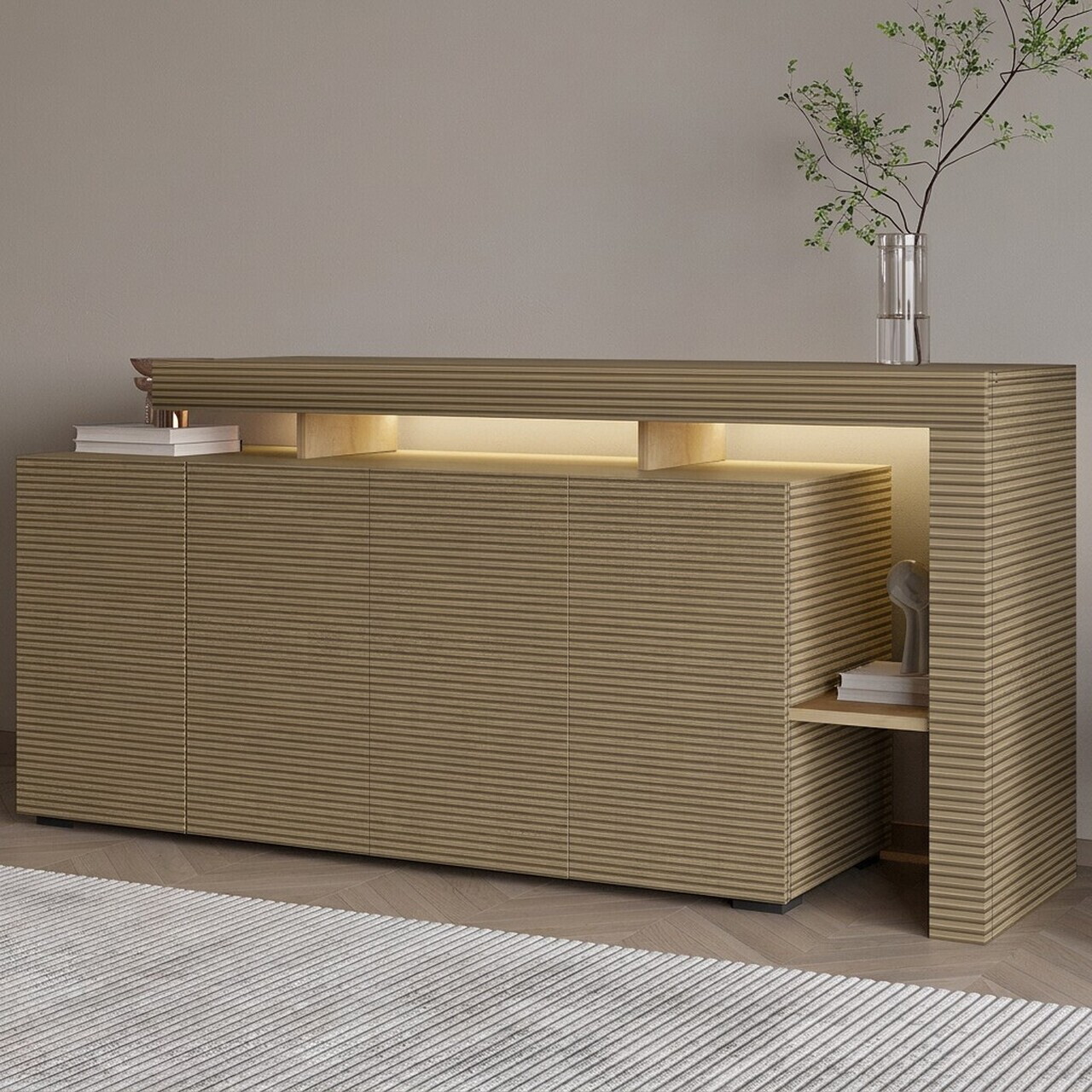 Consola, Hanah Home, Beliz, 170x80x35 cm, Stejar cald Stejar safir — imaginea 4