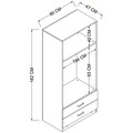 Dulap pentru haine, Miwood, Yaman 1600-042, 80x182x47 cm, PAL, Alb mat