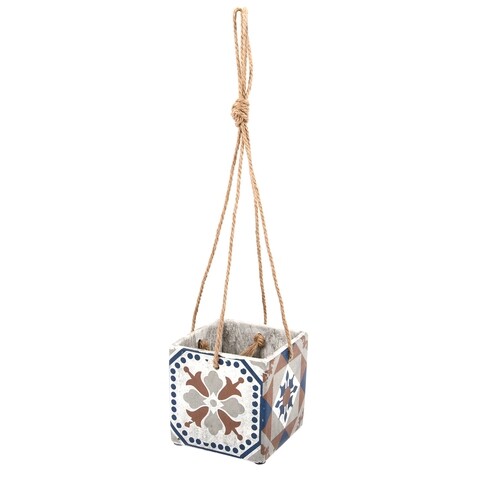 Ghiveci suspendabil, esschert, portuguese, 13.6 x 13.6 x 13.1 cm, beton/iuta, multicolor