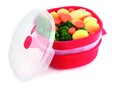 Recipient dublu pentru gatit la aburi in cuptorul cu microunde, Snips Steamer, 4 L, polipropilena, rosu